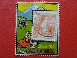 1909, Vignette mit Marke von GALACTINA + BASEL - selten !