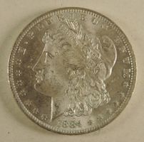 Morgan Dollar 1884 USA, 1 Dollar Silbermünze gebraucht