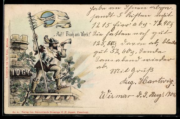 Cartes postales: Mann mit Horn und Flagge, IOGT, Freimaur – D'occasion à Berlin par bartko-reher
