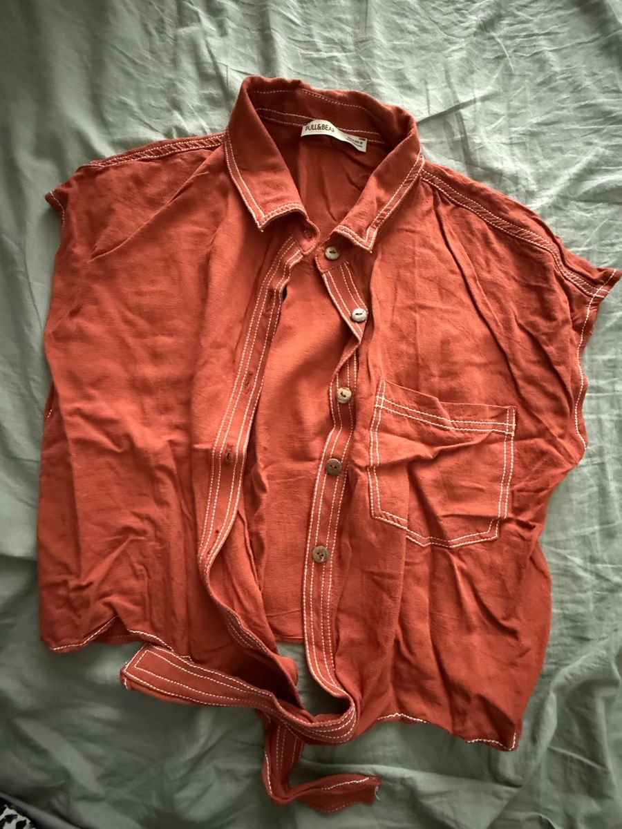 Pull&Bear Camicette: Pull&Bear crop Bluse, Grösse M, Rostrot, Sommerlich! – Nuovo (secondo la descrizione) da Lenzburg venduto da car_pzg8