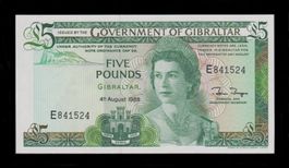 Gibraltar 5 Pounds 04.08.1988 ungefalten