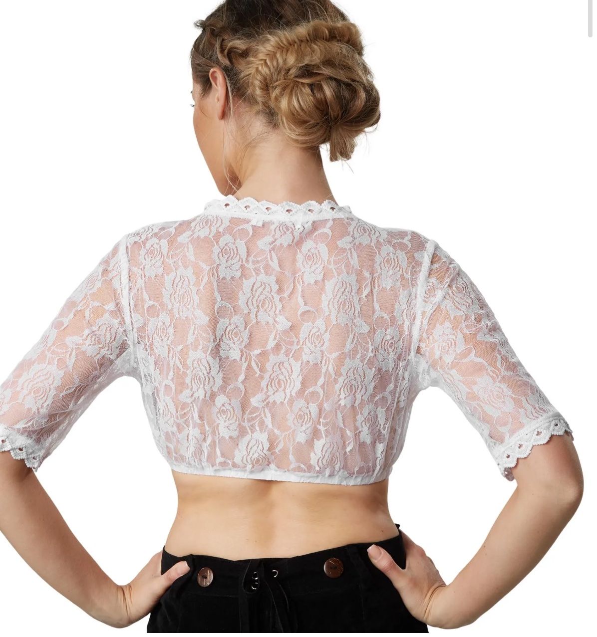 Camicette: %neue Dirndlbluse weiss Gr. S, Oktoberfest – Nuovo e nell'imballaggio originale da Necker venduto da liq24 3