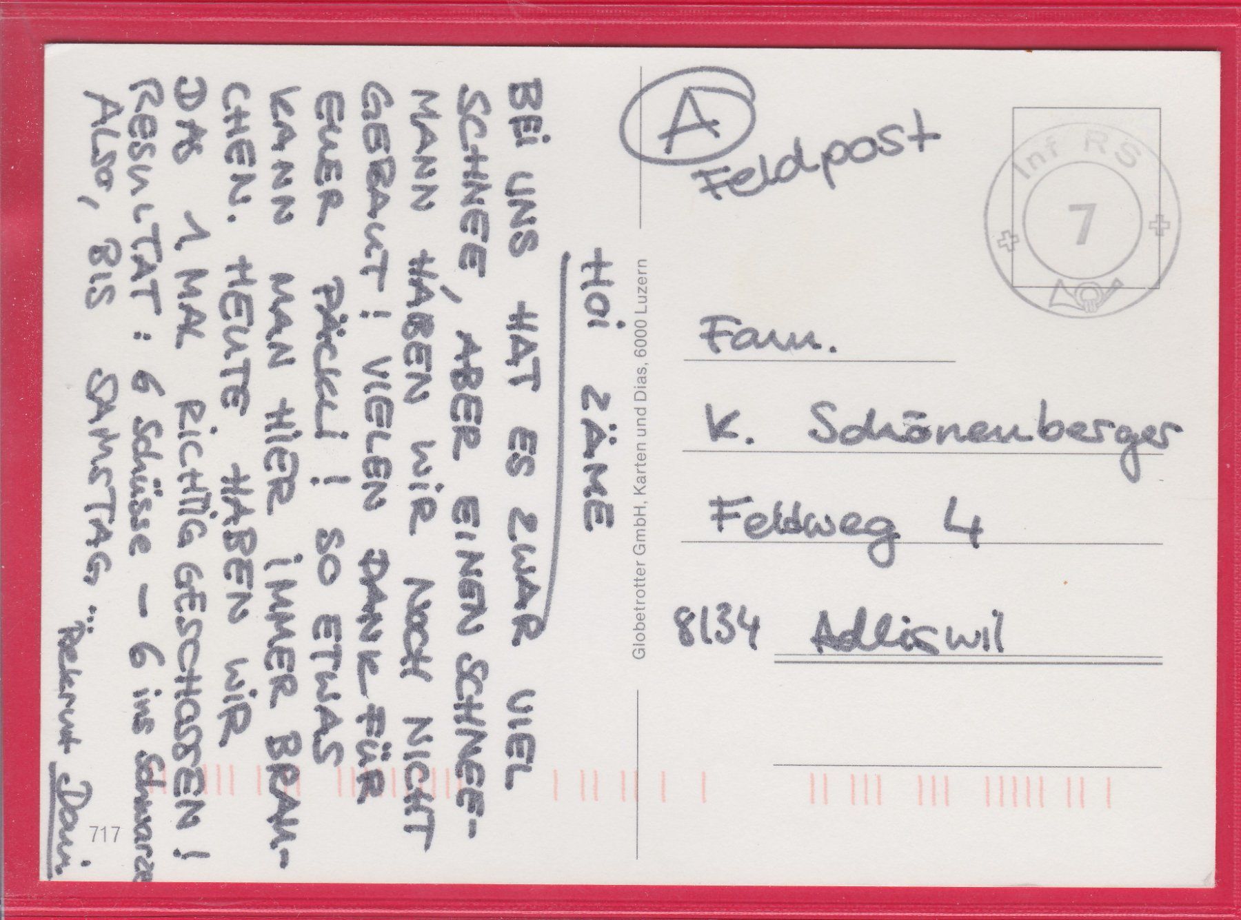 Ansichtskarten: MILITÄR-HUMOR, TARNUNG, FELDPOST – Gebraucht aus Oberrieden von Gebirgsstelze 1