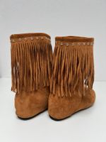 Braune Fransen Stiefeletten Boho Nieten Gr. 41