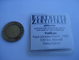 Münze Vatikan, 500 Lire, 1989, Johannes  Paul II, bimetall