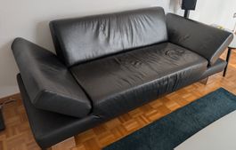 Sofa (Leder) mit verstellbaren Armlehnen - in gutem Zustand