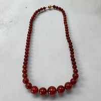 Collier vintage en cornaline véritable, superbe éclat. 56 cm