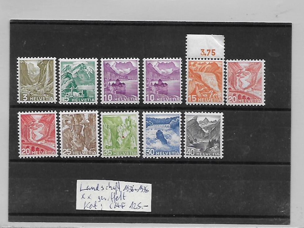 Tutti i francobolli: Landschaft 1936 - 1938 ** geriffelt Kat: CHF 125.- – Nuovo (secondo la descrizione) da Basel venduto da Ilp