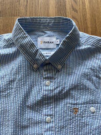 Farah Herrenhemd Kurzarm Grösse S blau weiss