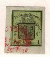 1846 Genf grosser Adler Nr.6 auf Briefstück, mit Attest