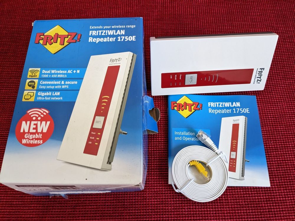 AVM FRITZ!WLAN Repeater 1750E International, Internationale Versie, Rood/Wit