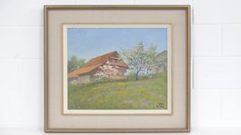 Ölgemälde "Frühling im Emmental", signiert, gerahmt