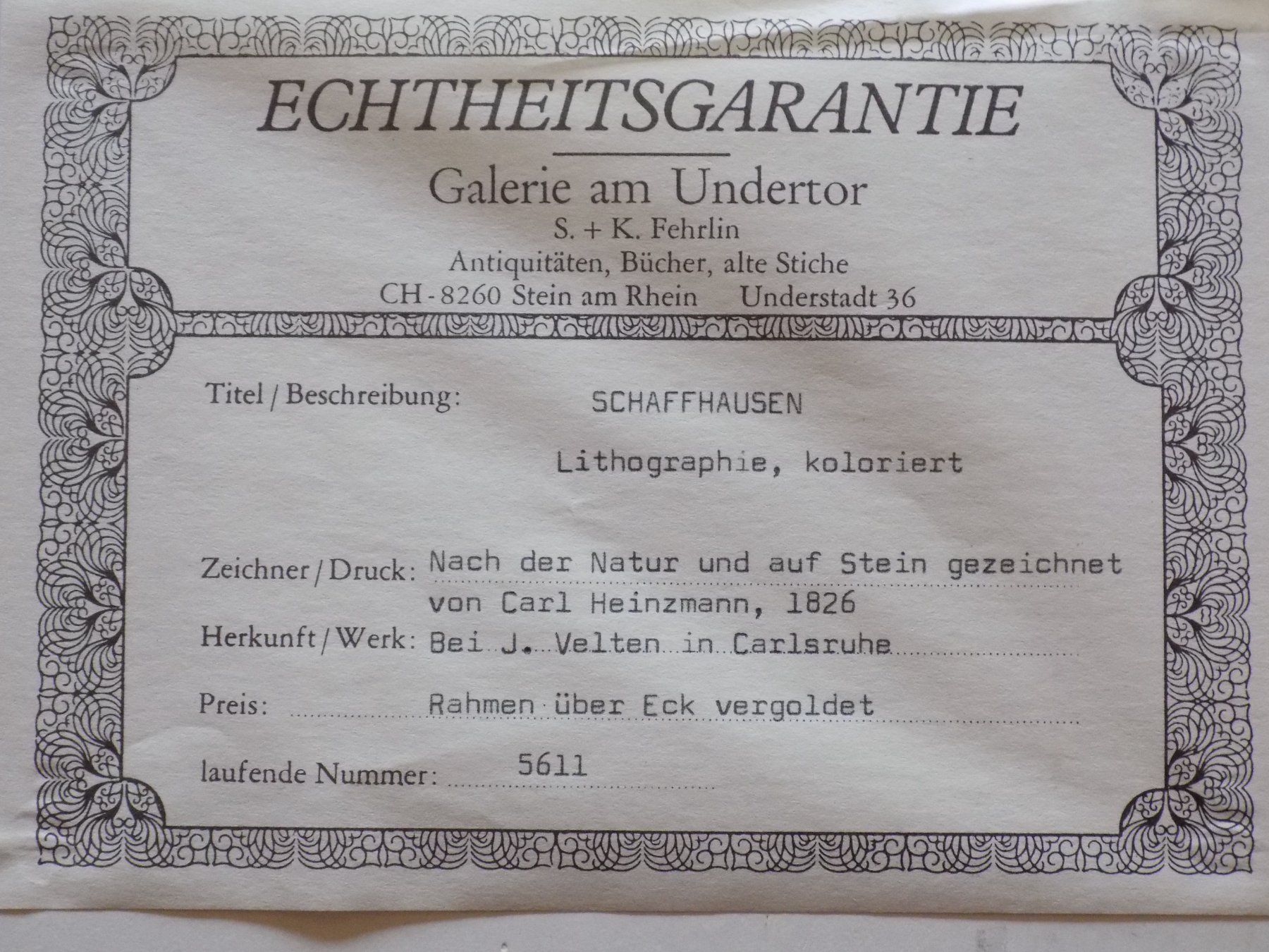 Incisioni: Schaffhausen sehr selten – Usato da Risch venduto da Rischli15 9