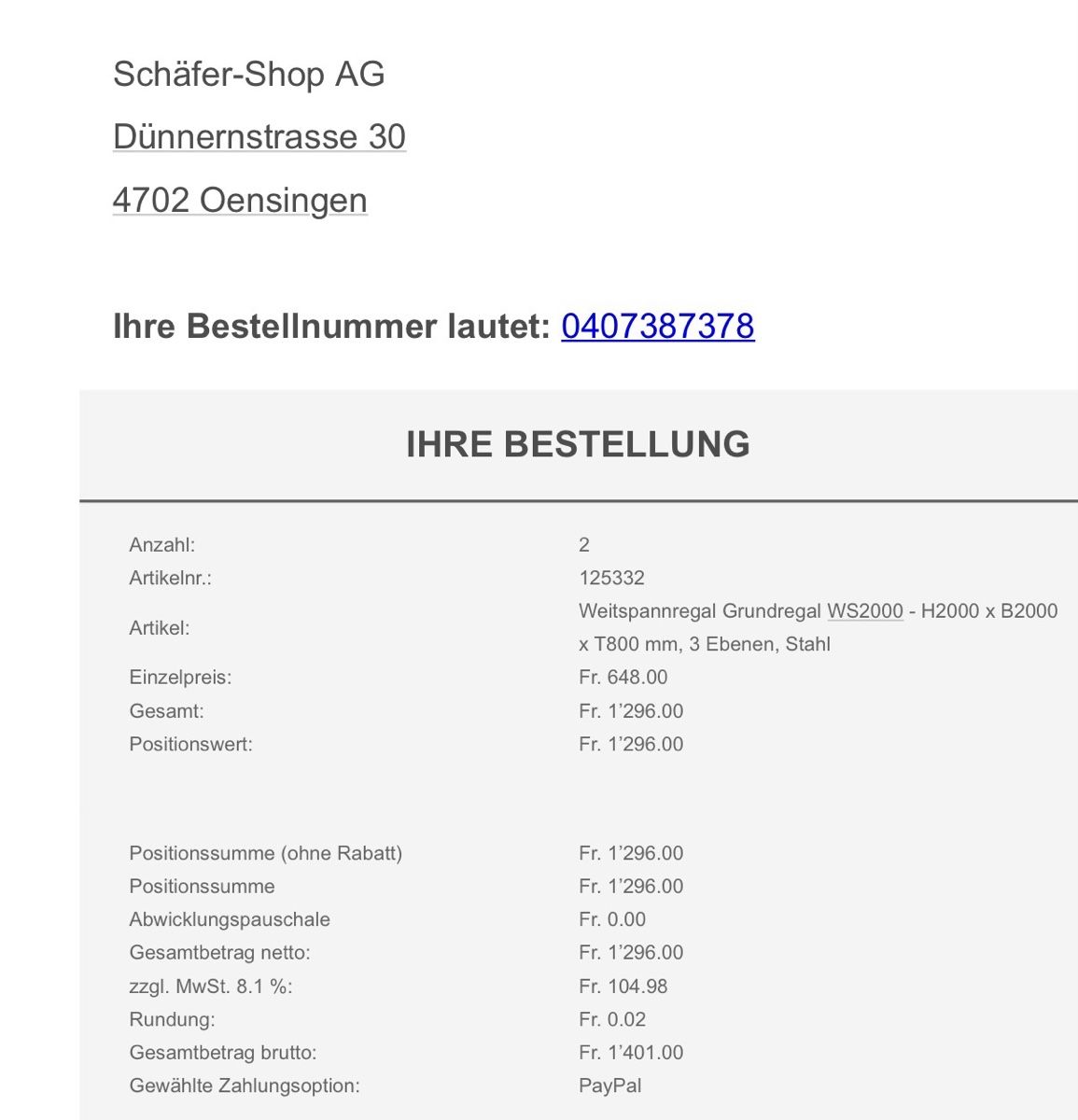Scaffali: Schäfer Shop Regal 2x2 Meter – Nuovo (secondo la descrizione) da Ostermundigen venduto da BestPrice_3072 2