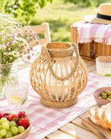 Rattan Laterne mit Glas 21 cm