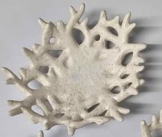 Wunderschöne Keramik Schale Dekoschale weiss Korallendesign