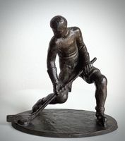 Bronzefigur Eishockeyspieler H. Knecht signiert