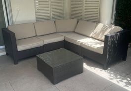 Polyrattan-Eckgartenlounge 220 × 220 cm – sehr gepflegt!