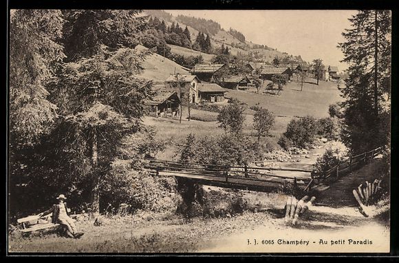 Cartoline postali: Champery, Au petit Paradis, Ortsansicht – Usato da Berlin venduto da bartko-reher