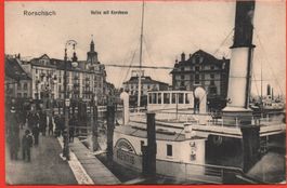 RORSCHACH Hafen mit Kornhaus - Dampfschiff Säntis