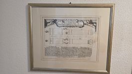 Alter Stich 1728 Darstellung einer Kanone guter Zustand