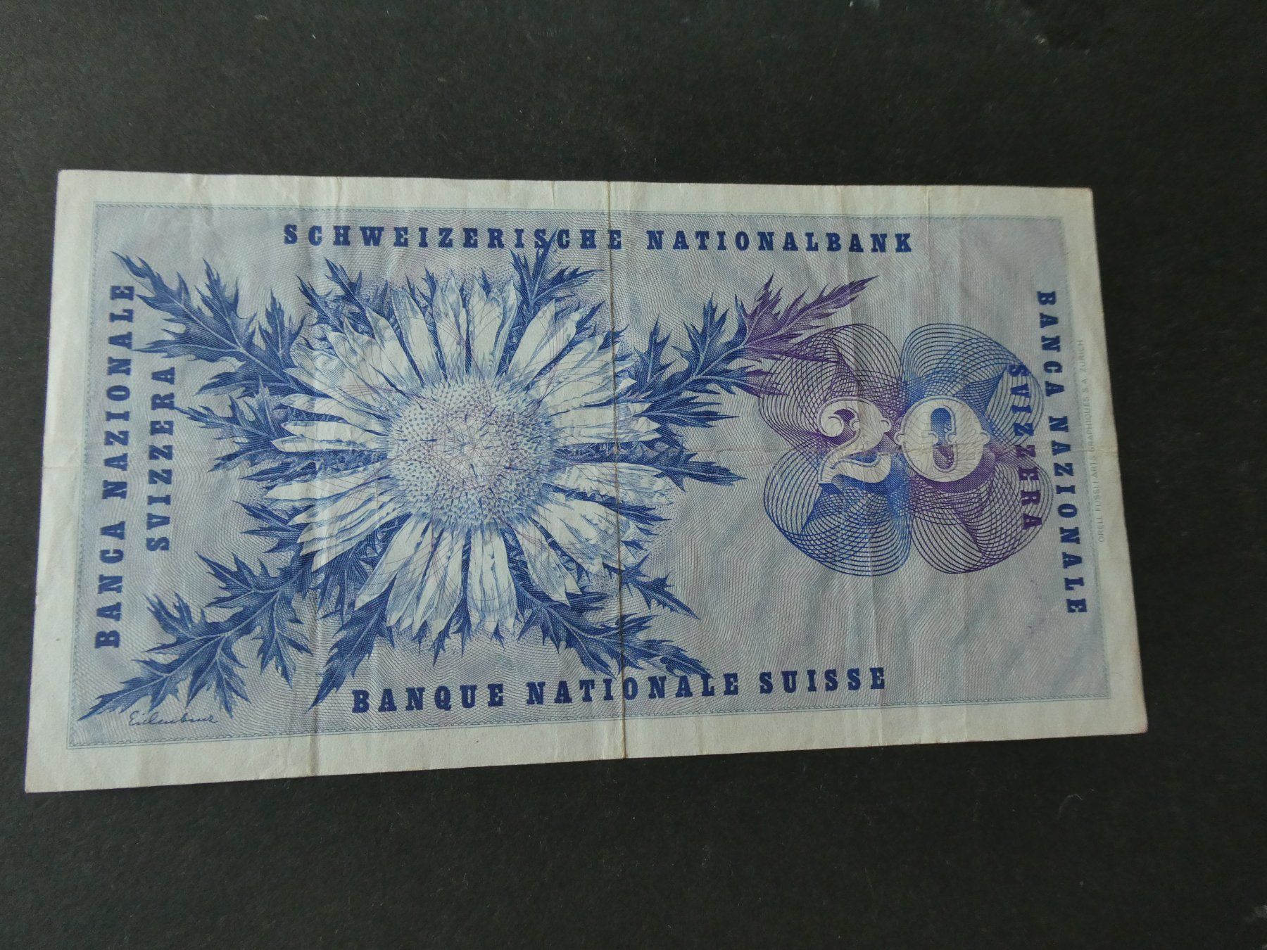 Banconote: Schweiz 1972,  20 Franken – Usato da Hinterforst venduto da Rohusri 1