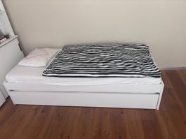 Bett ausziehbar (Raumsparbett) 90x200cm Weiss