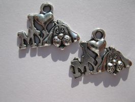 6 Anhänger metall Hund 'I love my Dog'