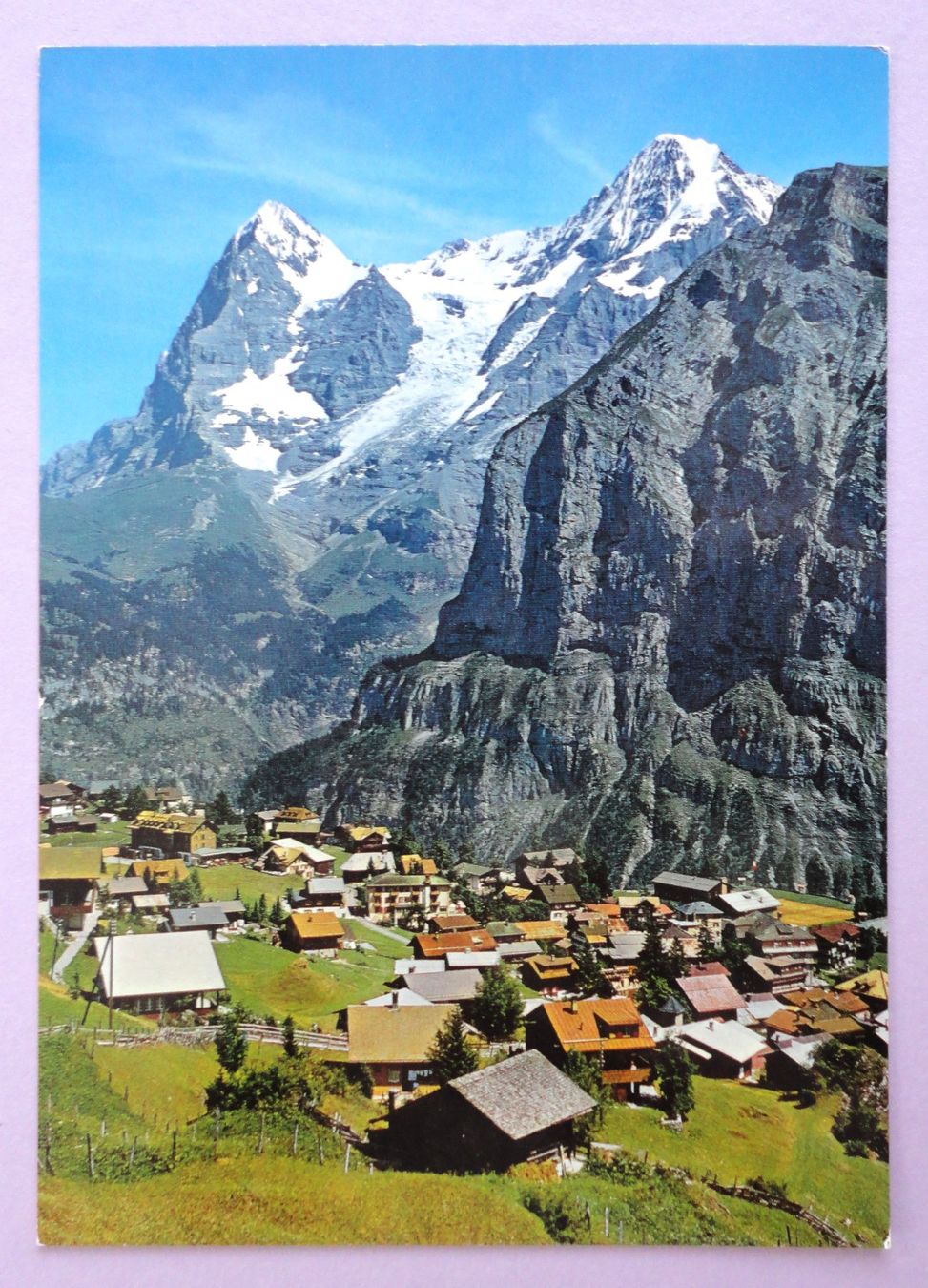 Cartoline postali: Mürren 1650 m, Eiger und Mönch – Usato da Fétigny venduto da Billy2miny