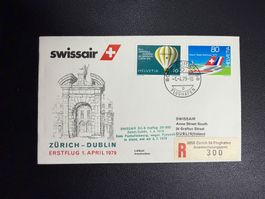 Swissair Erstflugbrief Zürich-Dublin 1979