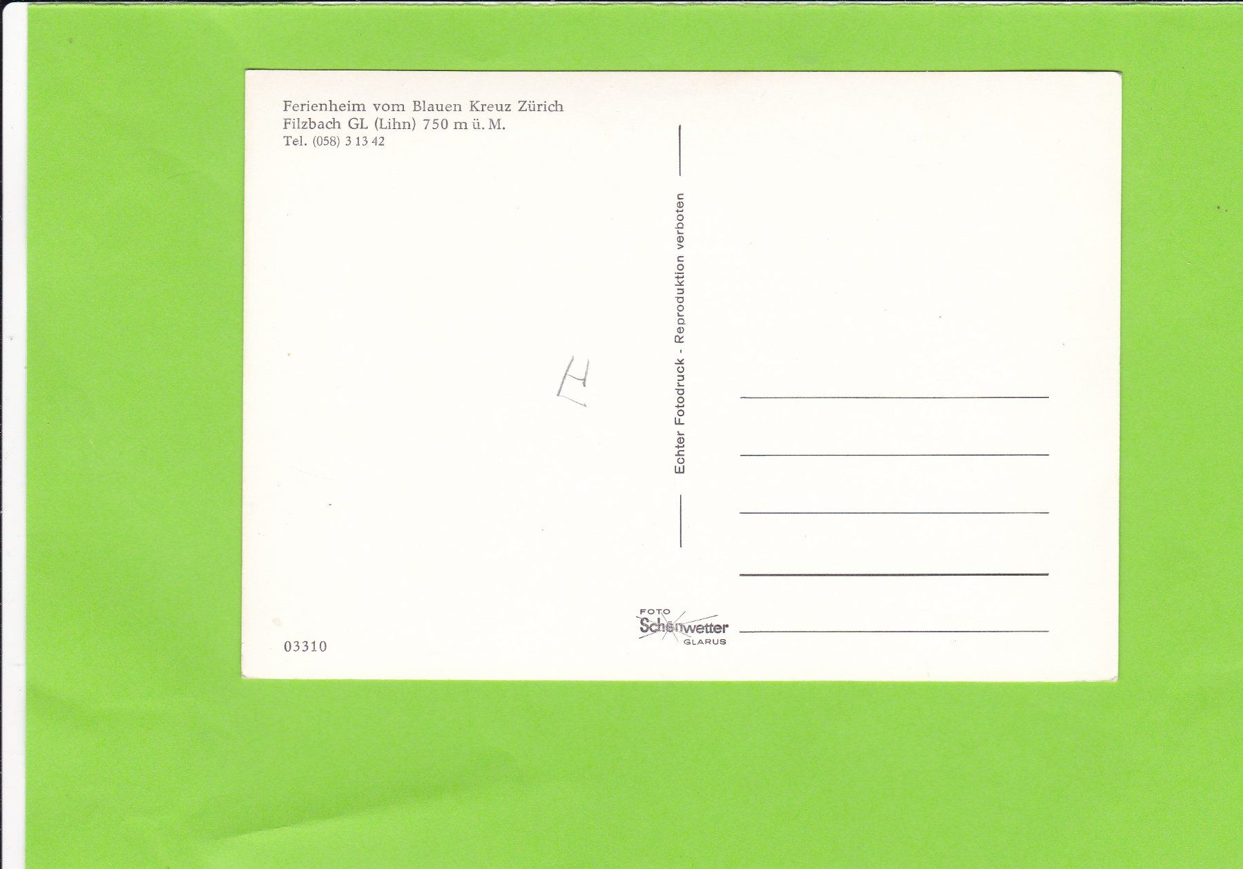 Cartoline postali: Ferienheim Filzbach GL – Usato da St. Peterzell venduto da neckertal 1