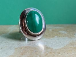 Silberring Malachit Oval  verdbunden (61)