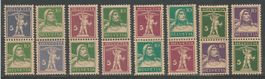16 Timbres de 1914/33 ( Suisse / Se Tenant )