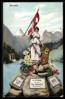 AK Zürich, Eidg. Schützenfest 1907, Helvetia mit Fahne