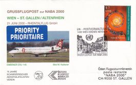 NABA 2000 St. Gallen Grussluftpost UNO Wien - St. Gallen