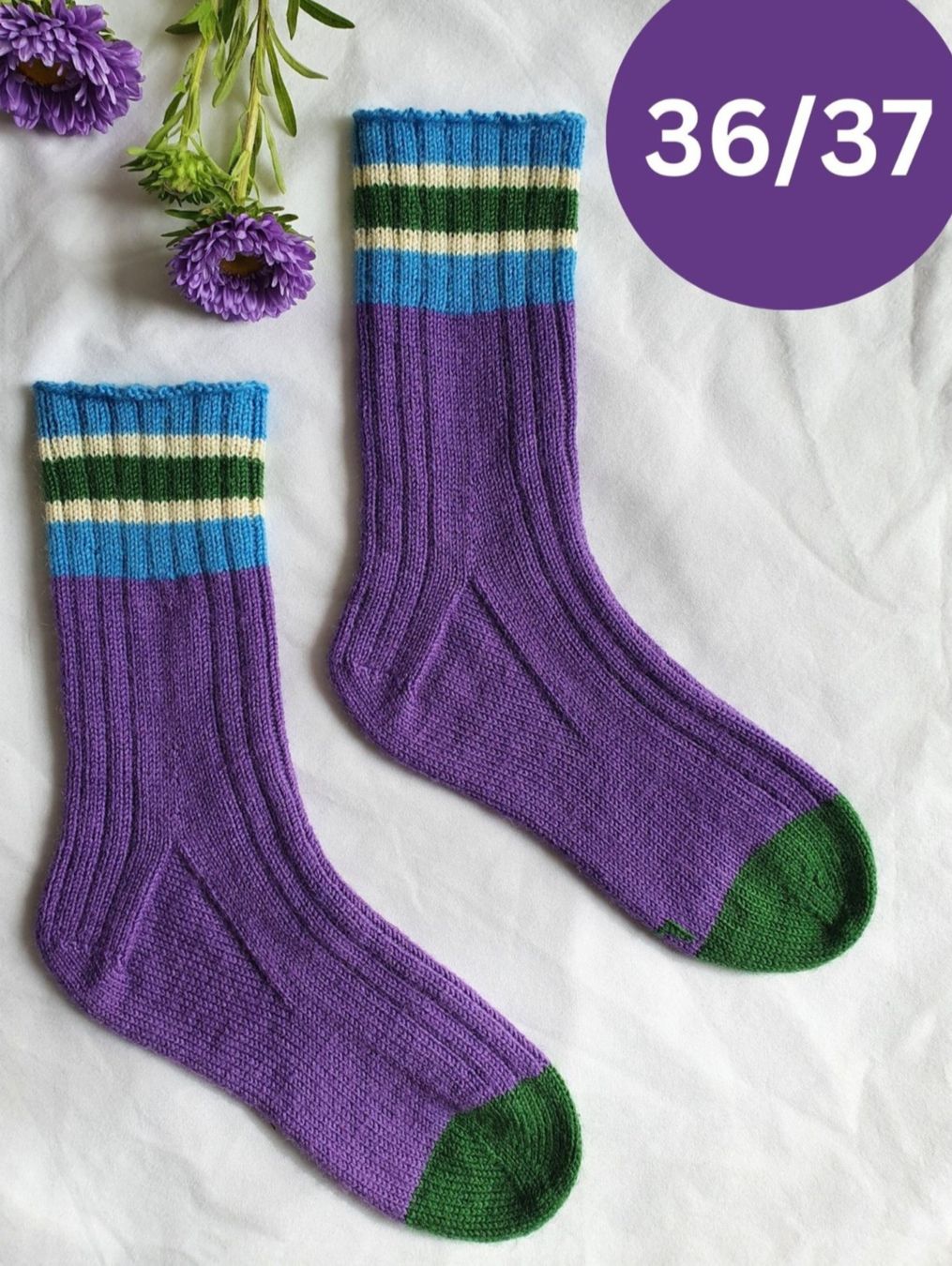 Calze: Handgestrickte Socken, Gr. 36/37, Wollsocken, Geschenk – Nuovo e nell'imballaggio originale da Neunkirch venduto da Sandramay