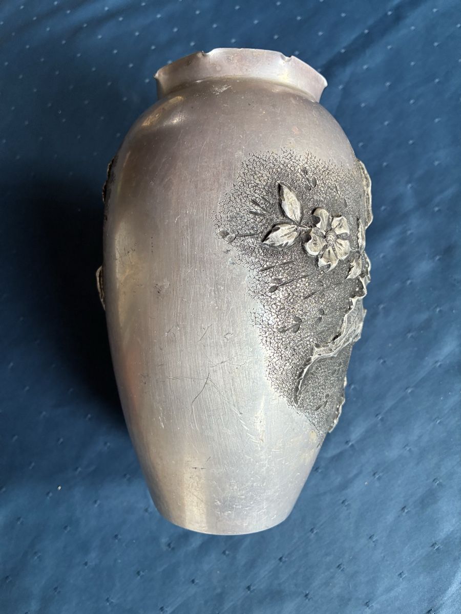 Vasi & Recipienti: antike silberfarbene Metallvase Art Deco – Usato da Dornach venduto da Rosengarten 3