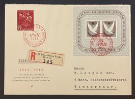 BRIEF MIT BLOCK BASLER TAUBE 1945 ET ⦿