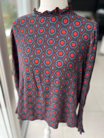 Zara- Elegante Bluse mit Stehkragen & Muster Grösse M/L