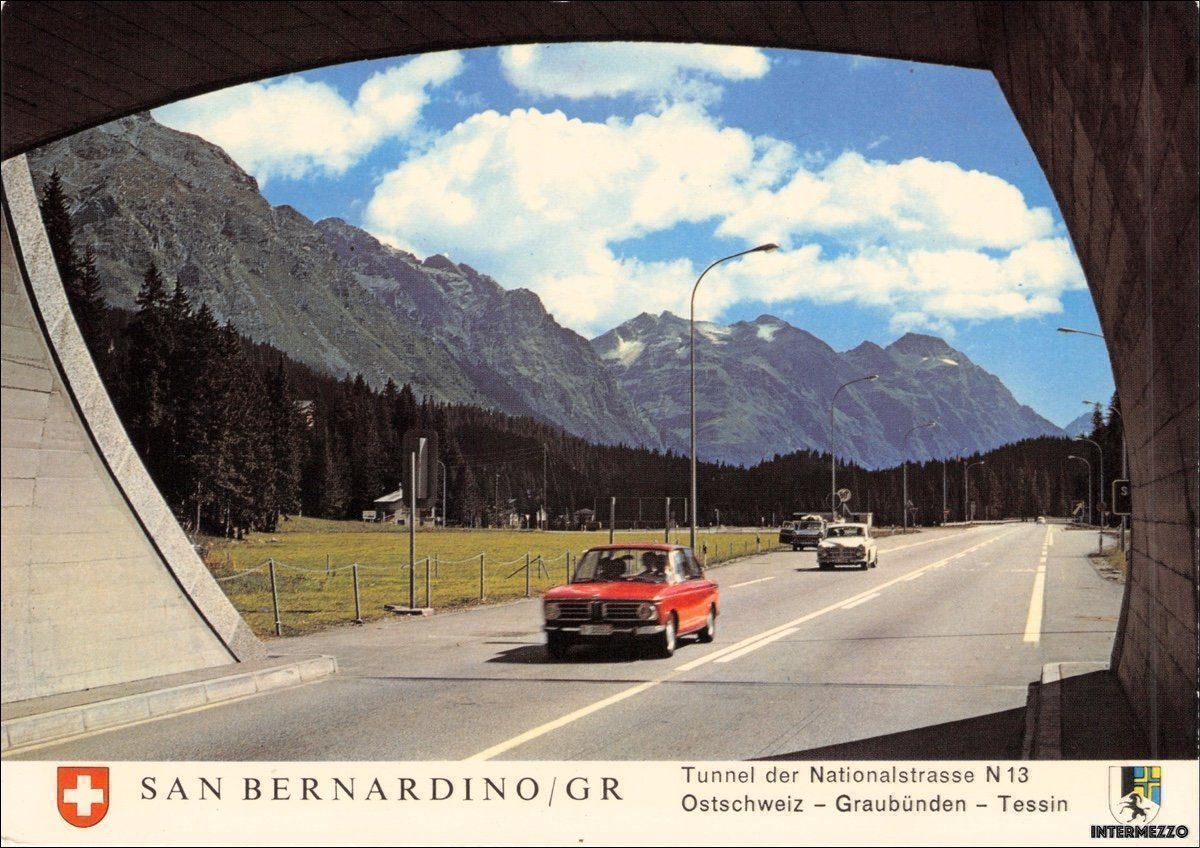 Ansichtskarten: San Bernardino // Oldtimer Tunnel / N 13 – Gebraucht aus Basel von intermezzo12