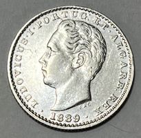 100 Réis - Luiz I - Portugal - 1889 (Silber .916)