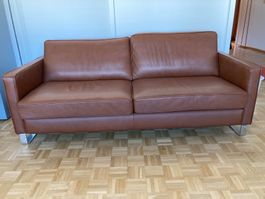 bequemes 4-er Sofa in Leder (Farbe Cognac)