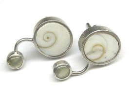 Vintage Ohrringe Silber Shiva Auge, Spirale Bergkristall