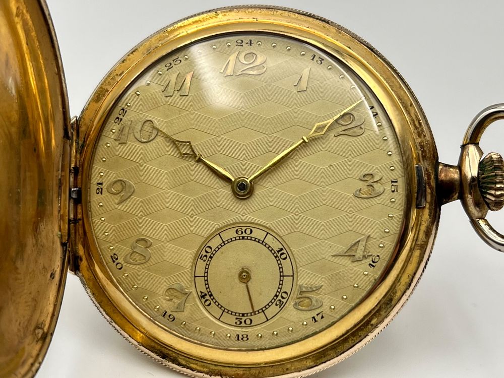 Taschenuhren Walzgold Double 20 Mikron Uhr Goldene Art Deco Savonnette  Taschenuhr Favor Gustav Rau Walz