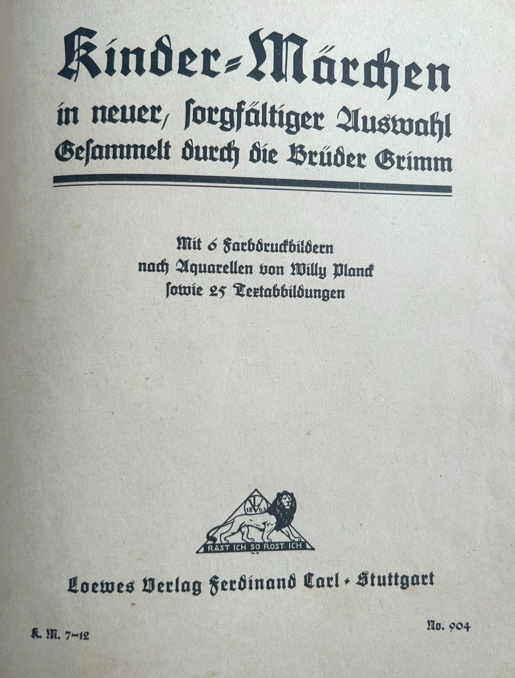 Libri: Jacob & Wilhelm Grimm // Kinder-Märchen – Usato da La Tour-de-Trême venduto da daspo 1