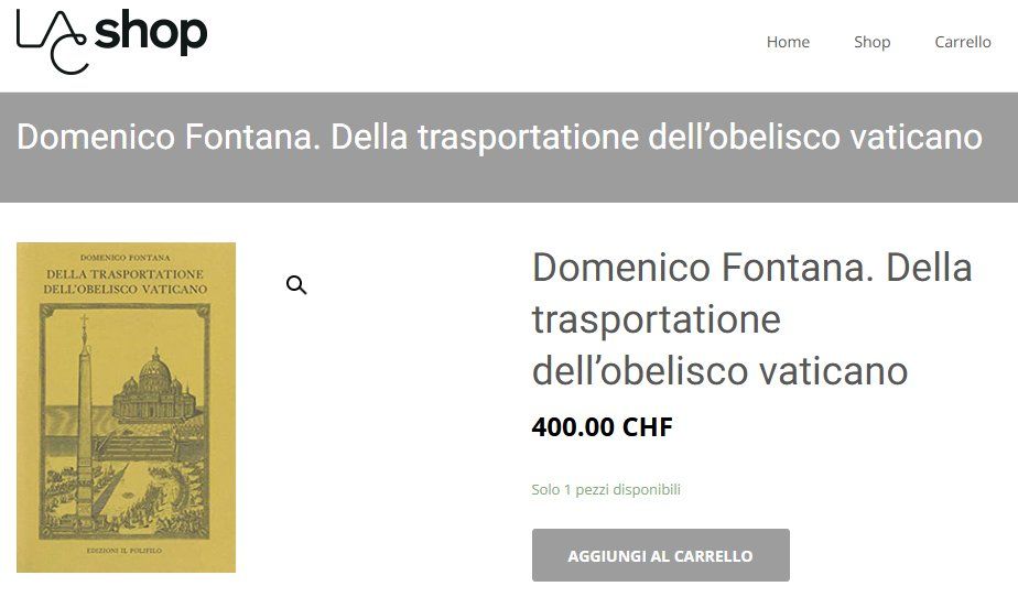 Libri: DELLA TRASPORTATIONE DELL'OBELISCO VATICANO - 1979 – Usato da Pambio Noranco venduto da Pol69 7