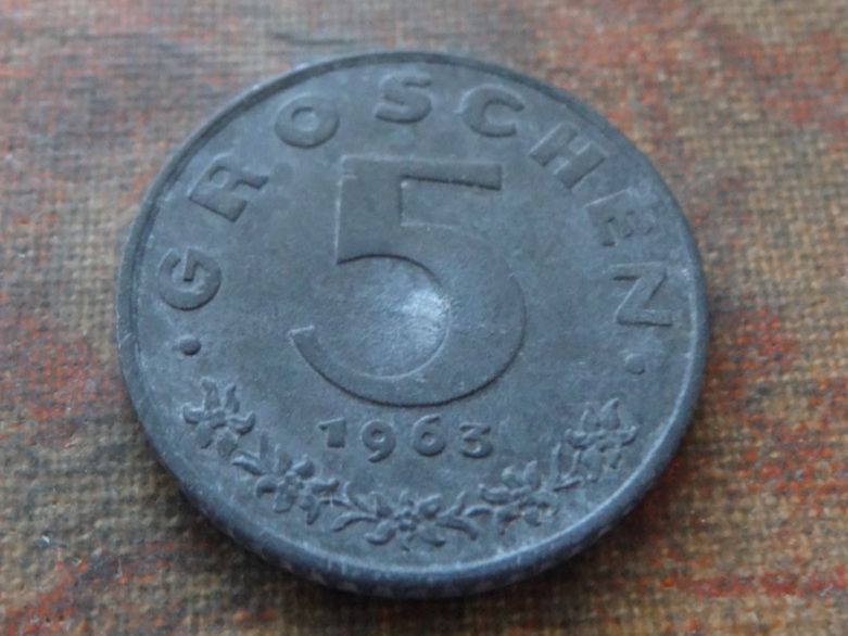 Tutti le monete: AUTRICHE  5  Groschen  1963 – Usato da Romanel-sur-Lausanne venduto da Swift13