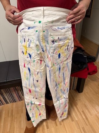 Jeans Hose Gr. 36 Weiss mit Farbklecksern
