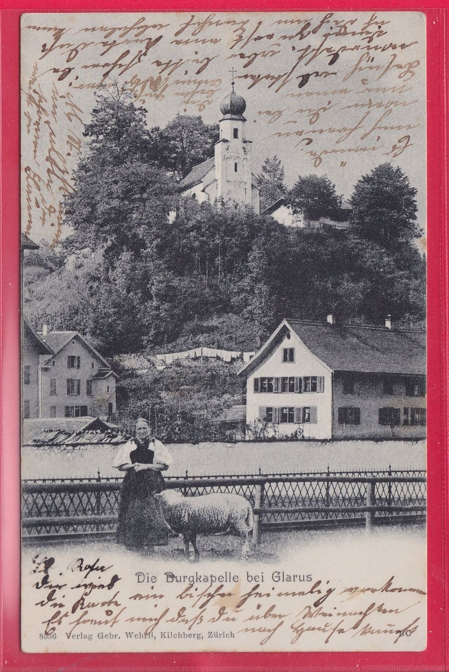 Cartoline postali: DIE BURGKAPELLE BEI GLARUS, 26.11.1908 – Usato da Oberrieden venduto da Gebirgsstelze