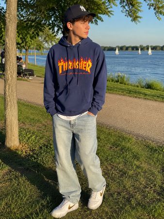 Thrasher Kapuzenpulli Gr. S Navy